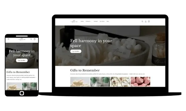 Shopify store design for handmade candles and gifts – eCommerce project by FontWeb Services